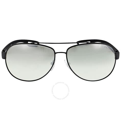 Prada Linea Rossa Light Grey Mirror Silver Pilot Men's 